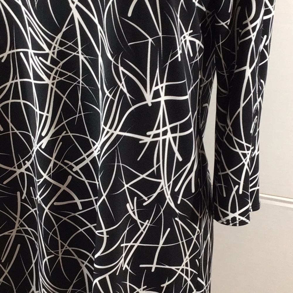 Michael Edwards Black and White Abstract shift Dress L View 3